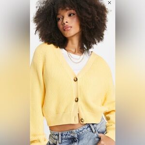 Yellow Button-Up Women's Sweater